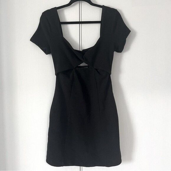 NWT Anthropologie Maeve Cut-Out Black Textured Mini Dress Small - Picture 5 of 7